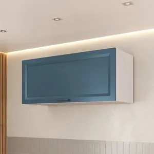 Armario Aéreo Porta Basculante 80cm Soho CabeCasa MadeiraOriginals Branco/Azul Branco/Azul