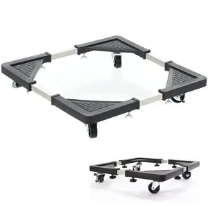 Suporte com Rodinhas AB Mídia SU-RODA para Eletrodomésticos Ajustável 140kg Aço Inox Preto Suporte com Rodinhas AB Mídia SU-RODA Eletrodomésticos 140kg Preto
