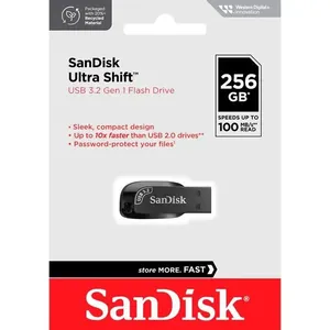 Pen Drive SanDisk Ultra Shift G46 256GB USB 3.2 Preto