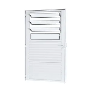Porta Alumínio Mista Bascular Palheta Liso Direita 80X210X4 Branco Cristal Ramassol