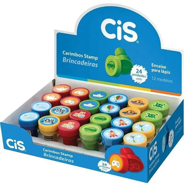Carimbo Pedagógico Sertic Cis Stamp Linha Brincadeiras Display com 24 Unidades 12 Modelos Carimbo Pedagógico Sertic Cis Stamp Linha Brincadeiras Display 24 Unidades