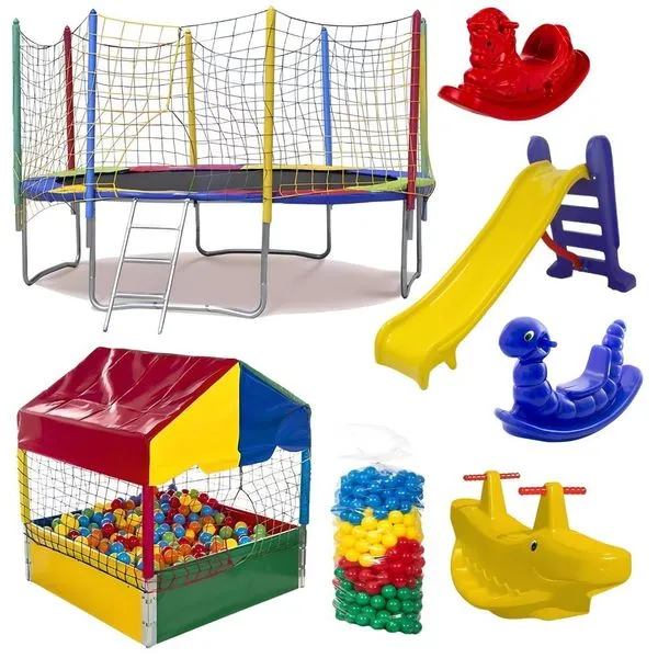 Kit Playground Pula 3,05M Piscina 1M 500 Pecas Escorrega Medio 3 Gangorras Rotoplay Brinquedos Kit Playground Pula 3,05M Piscina 1M Escorrega Medio 3 Gangorras Rotoplay Brinquedos