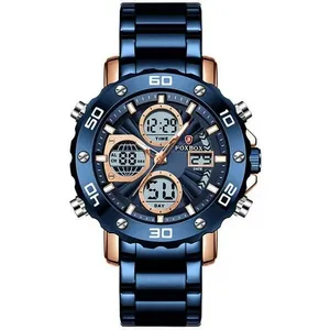 Relógio Digital Masculino De Quartzo Esportivo Militar Em Aço Inoxidavel Impermeavel Azul