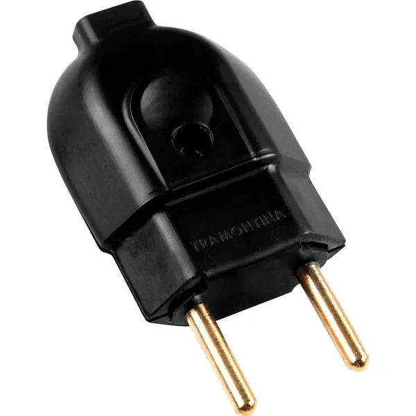 Plugue Macho 2P Redondo 20A Preto Corpo Chato - Tramontina