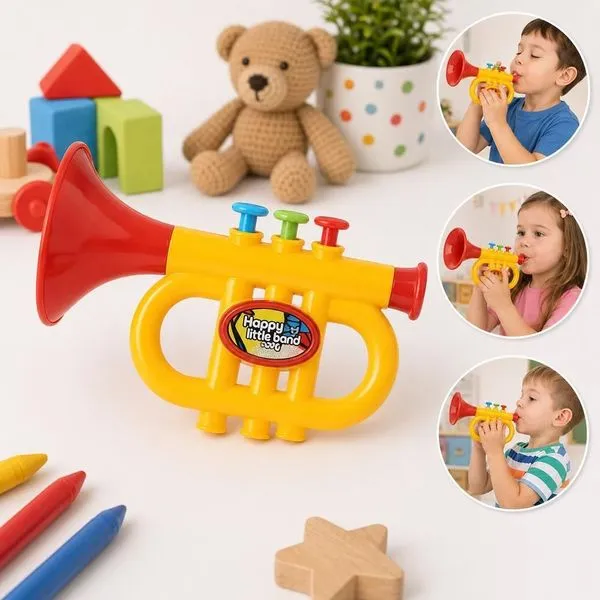 Trompete Infantil Brinquedo Musical de Plástico para Crianças a Partir de 3 Anos 23cm JR Toys Trompete Infantil Musical de Plástico para Crianças 23cm JR Toys