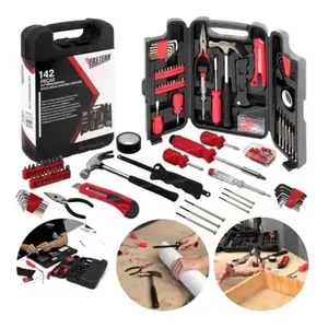 Kit de Ferramentas Manuais 7015 com 142 Peças Chaves, Martelo e Soquetes Multiuso Robusto Preto S M Ferramentas Kit de Ferramentas Manuais 7015 142 Peças com Chaves, Martelo e Soquetes Preto S M Ferramentas