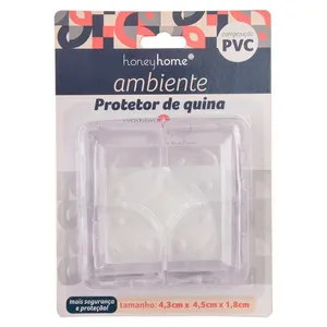 Kit Protetores de Cantoneira Transparente em PVC 4 Peças 4,3x4,5x1,8cm LM3473AMB - honeyhome