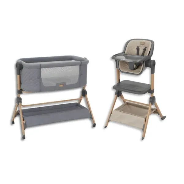 BERCO E CADEIRA ALTA 2 EM 1 SLEAT ME GREY (CINZA) - KIKKABOO