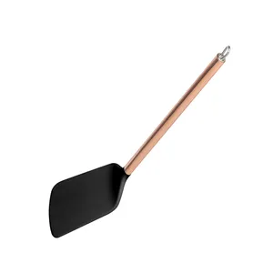 Espátula Nylon Lyor, Cabo de Aço Inox Rosé, 34cm, Preto - 1270