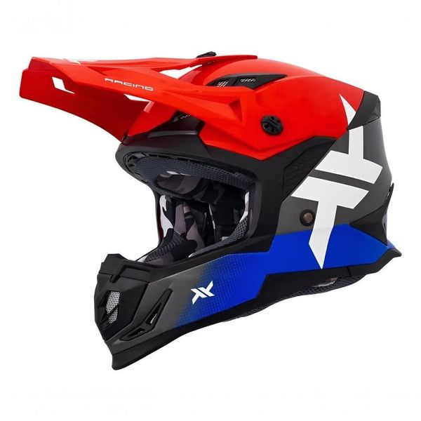 Capacete Mattos Racing Atomic Icon Vermelho Azul Cinza 60