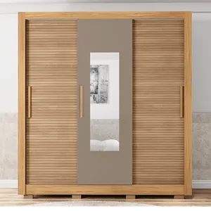Guarda Roupa Chile Lux 3 Portas 2 Gavetas MDP 6 Pés em PVC Corrediças Metálicas Mel / Cacao