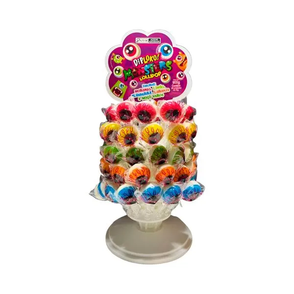 Pirulito Diploko Lollipop Monsters Torre Sortido 15g Ref.11633 Danilla Foods