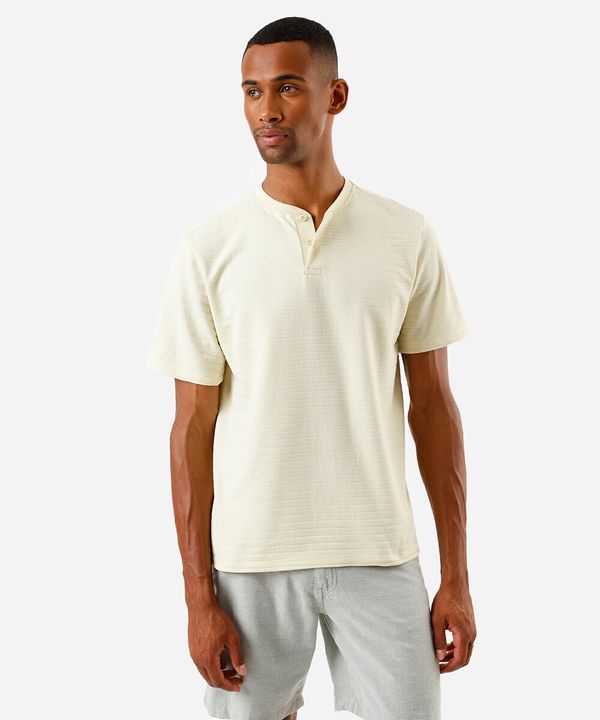 camiseta masculina henley listrada amarela GG