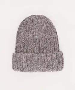 gorro de tricot chenille canelado cinza UNICO