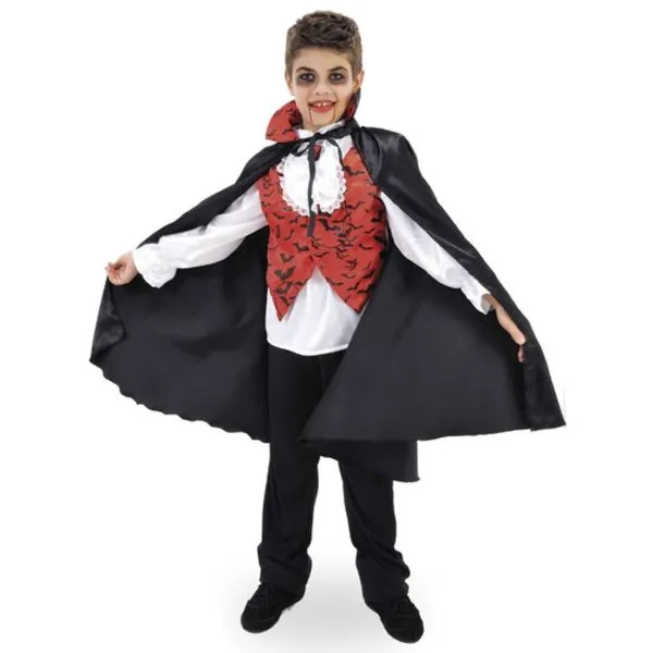 Fantasia Halloween Infantil Drácula Com Capa E Colete Tamanho G