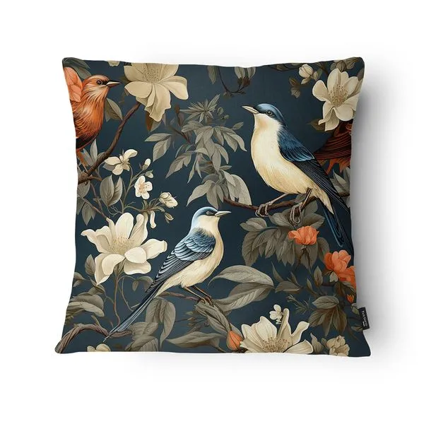 Capa Almofada Pássaros E Flores PAS2413 Microfibra 43x43cm PAS2413 - Tuti Gottô