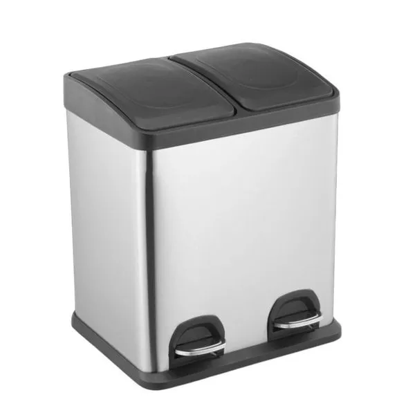 Lixeira Inox Com Pedal 15l 2 Compartimentos Seletivo E Orgânico - Mood