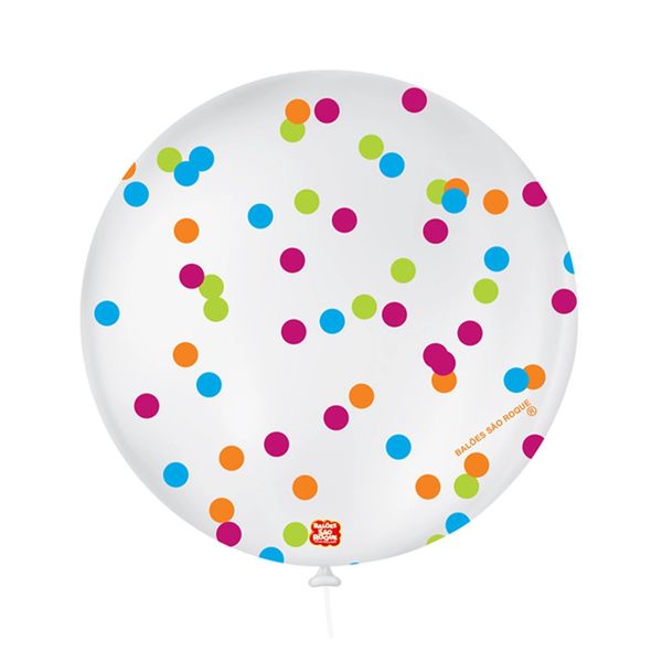 Balão São Roque Confetti Número 5 Branco com Colorido com 15 Unidades