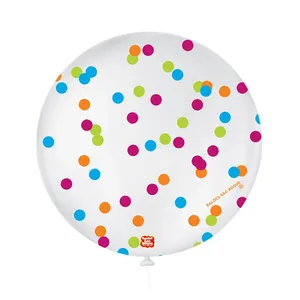 Balão São Roque Confetti Número 5 Branco com Colorido com 15 Unidades