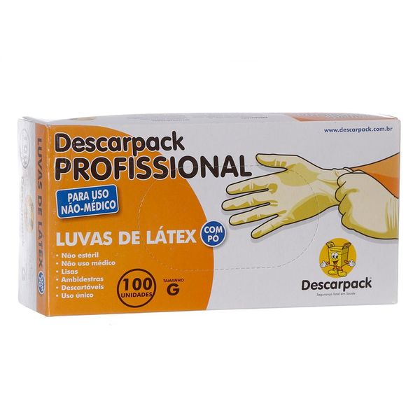 Luva de Latex Descarpack G com Pó 100 Unidades