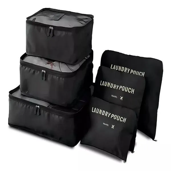 Organizador de Mala Kit 6 Peças Mais Acessórios 7821 com Necessaire Porta Roupas e Sapatos para Viagem Organizador de Mala Kit 6 Peças Mais Acessórios 7821 com Necessaire para Viagem