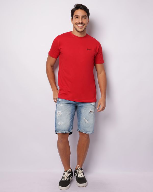 Bermuda Jeans Masculina Reta Destroyed Azul 44