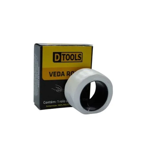 Fita Veda Rosca 18mm X 10 Metros para Conexões de Água Quente e Fria com Maior Resistência Dtools Fita Veda Rosca 18mm X 10 Metros para Água Quente e Fria com Alta Durabilidade Dtools