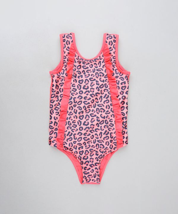 Maiô Infantil Estampado Animal Print Onça com Proteção UV50+ Pink 8