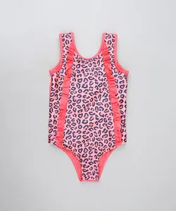 Maiô Infantil Estampado Animal Print Onça com Proteção UV50+ Pink 4
