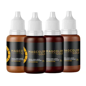 Kit 4 Pigmentos MagColor Gold Sobrancelhas Castanho 10ml