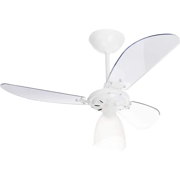 Ventilador de Teto Venti-Delta 130W 3 Pás 3 Velocidades Branco New Cristal Light 383121 110V Ventilador de Teto Venti-Delta 130W 3 Pás 3 Velocidades Branco New Cristal Light 110V