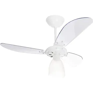 Ventilador de Teto Venti-Delta 130W 3 Pás 3 Velocidades Branco New Cristal Light 383121 110V Ventilador de Teto Venti-Delta 130W 3 Pás 3 Velocidades Branco New Cristal Light 110V