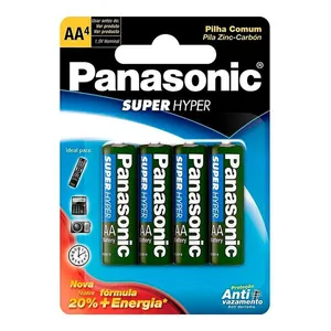 Pilha Comum Panasonic Super Hyper AA Pequena 3SHS 4 Unidades