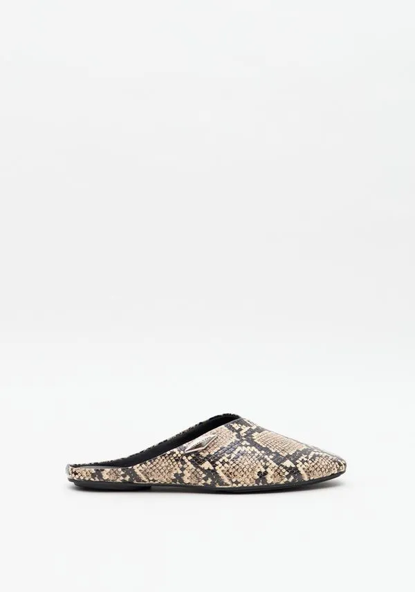 Sapatilha Mule Couro Com Metal Marrom 35