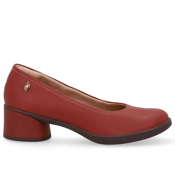 Scarpin Marrom Couro Salto Bloco 39