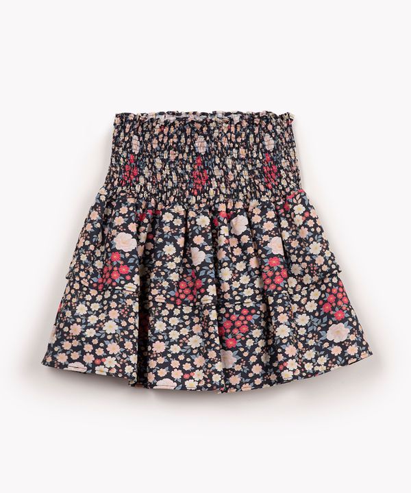 saia midi infantil de algodão floral azul marinho 12