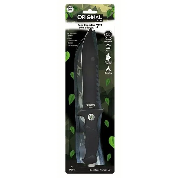 Faca Esportiva SL0024D com Bússola Integrada Lâmina em Aço Inox Original Line Faca Esportiva SL0024D com Bússola em Aço Inox Original Line