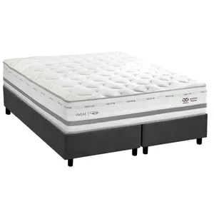 Cama Box King: Colchão C- Vibro Massagem Herval Maxspring C1756 + Base Crc Suede Gray (193x203)