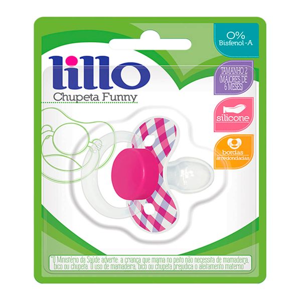 Chupeta Ortodôntica Lillo Funny Xadrez Rosa Nº 2