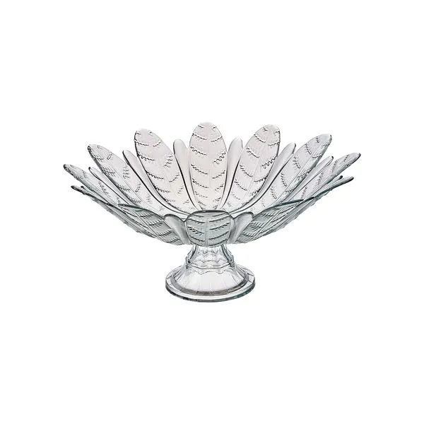 Centro de Mesa Folhas com Pé Vidro 37cm 1500 - Vitazza