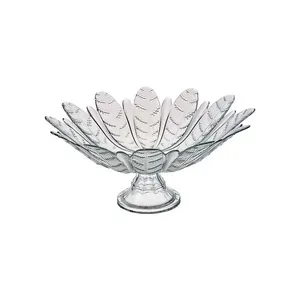 Centro de Mesa Folhas com Pé Vidro 37cm 1500 - Vitazza