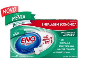 Eno 750mg Menta Pastilhas Mastigáveis 16 Unidades Embalagem Econômica