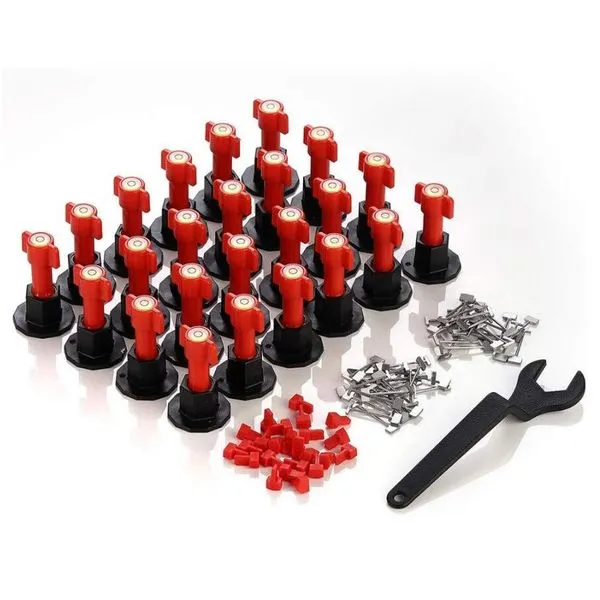 Kit Nivelador de Piso e Azulejo com Nível de Bolha para Alinhamento Preciso e Acabamento Profissional Tudo em Caixa Kit Nivelador de Piso e Azulejo com Nível de Bolha para Instalação Uniforme Tudo em Caixa
