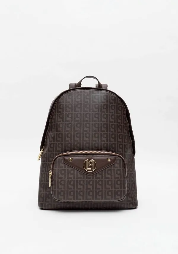 Mochila Monograma Com Enfeite Marrom U