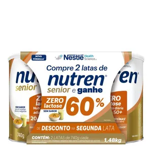 Kit Complemento Alimentar Nestlé Nutren Senior Zero Lactose 2 Unidades de 740g