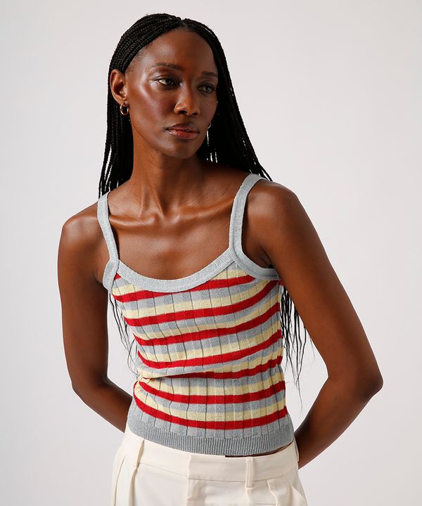 blusa de tricot listrada com lurex mindset colorida P