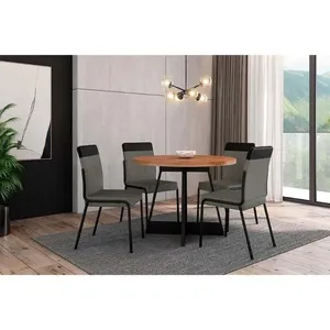 Mesa Sala Jantar Átria 100cm + 4 Cadeiras Duo Preto Carraro