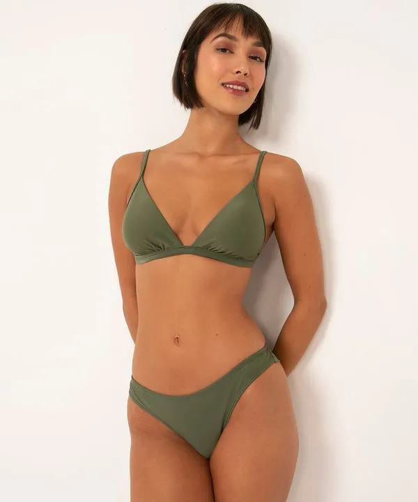 biquíni calcinha tanga asa delta com proteção uv50+ verde militar GG