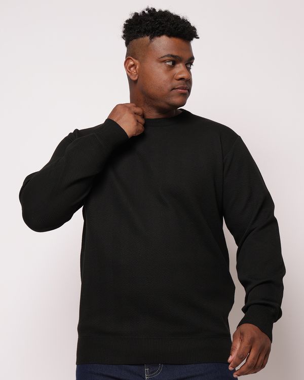 Suéter Plus Size Masculino Texturizado Preto G2