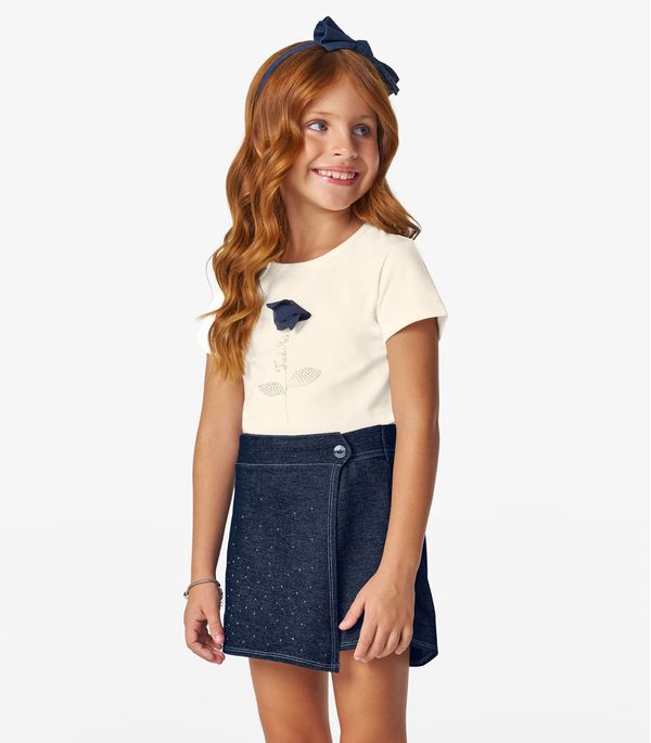 Conjunto Infantil Blusa com Shorts Saia Trick Nick Off White 6